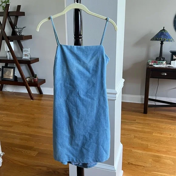 Lizard Thicket Dresses Lizard Thicket Light Denim Cut Out Mini